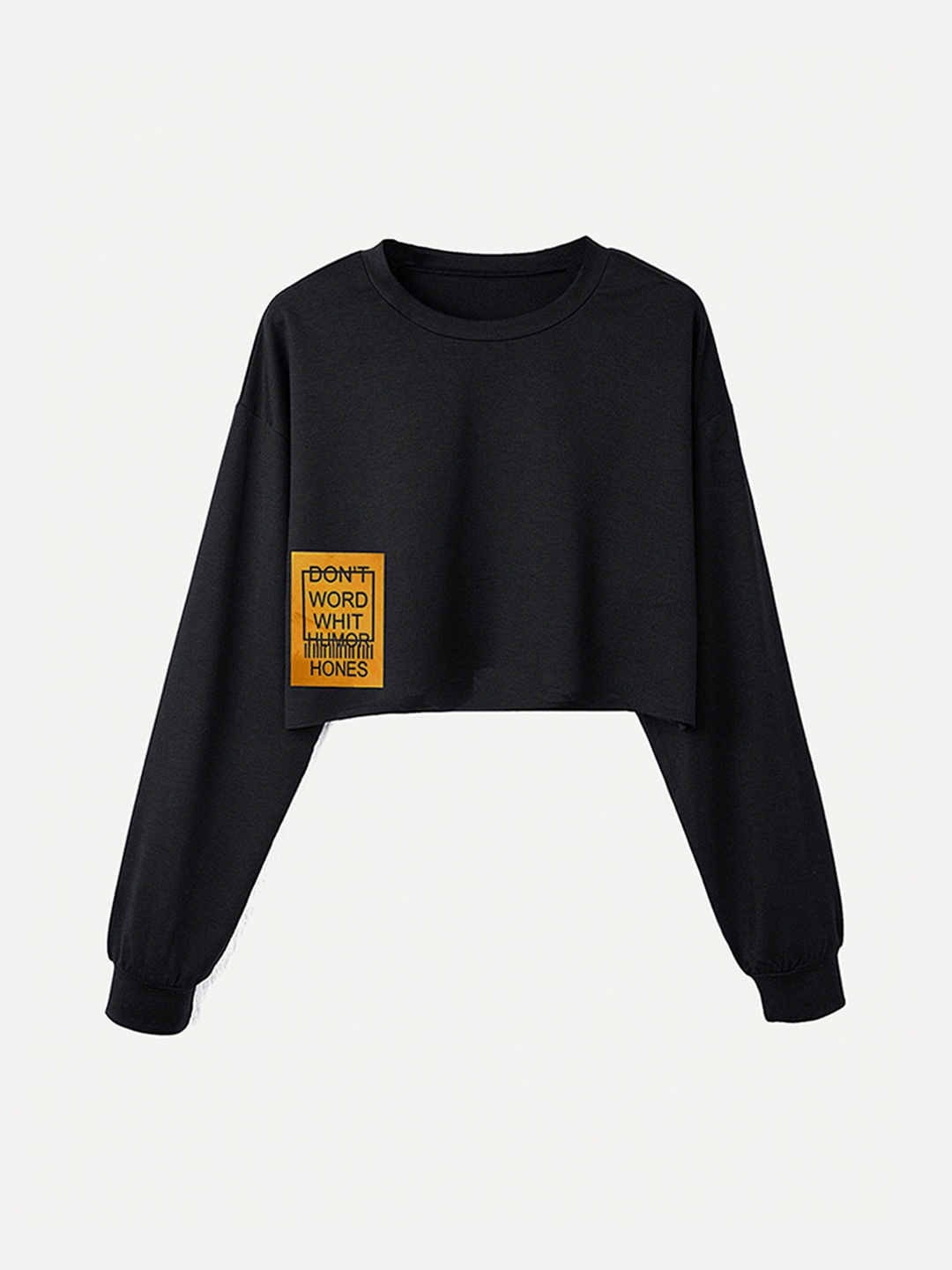 

URBANIC Women Black Applique Detail Sweatshirt