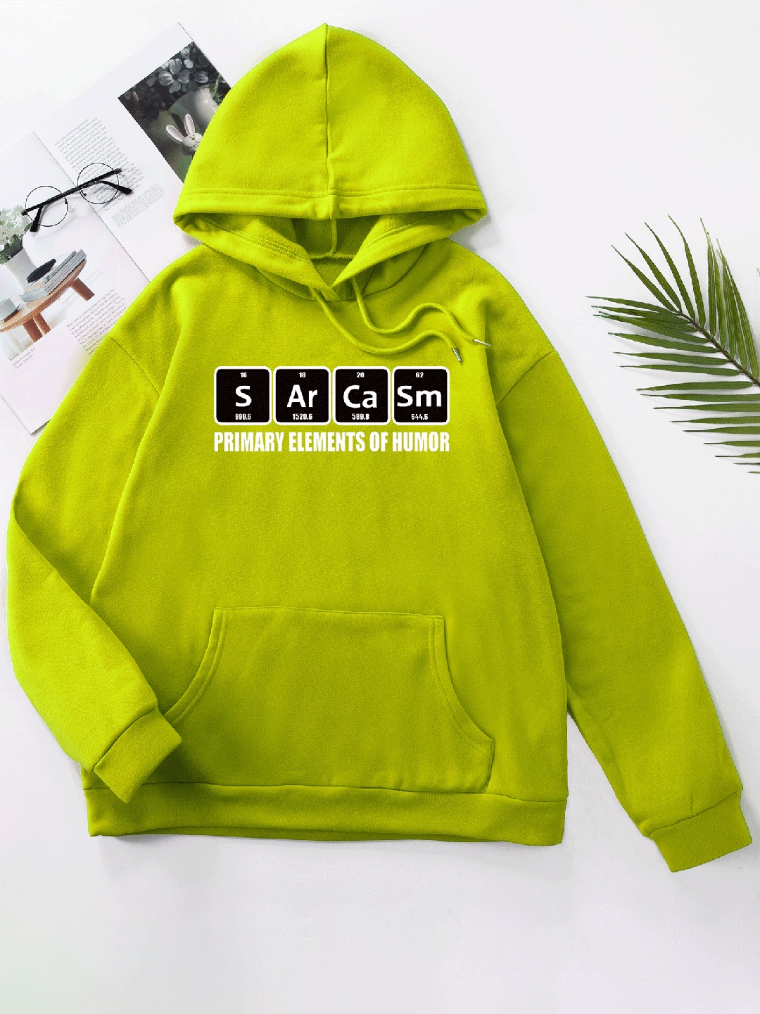 

URBANIC Women Green & Black Typography Print Relaxed Fit Hooded Sweatshirt
