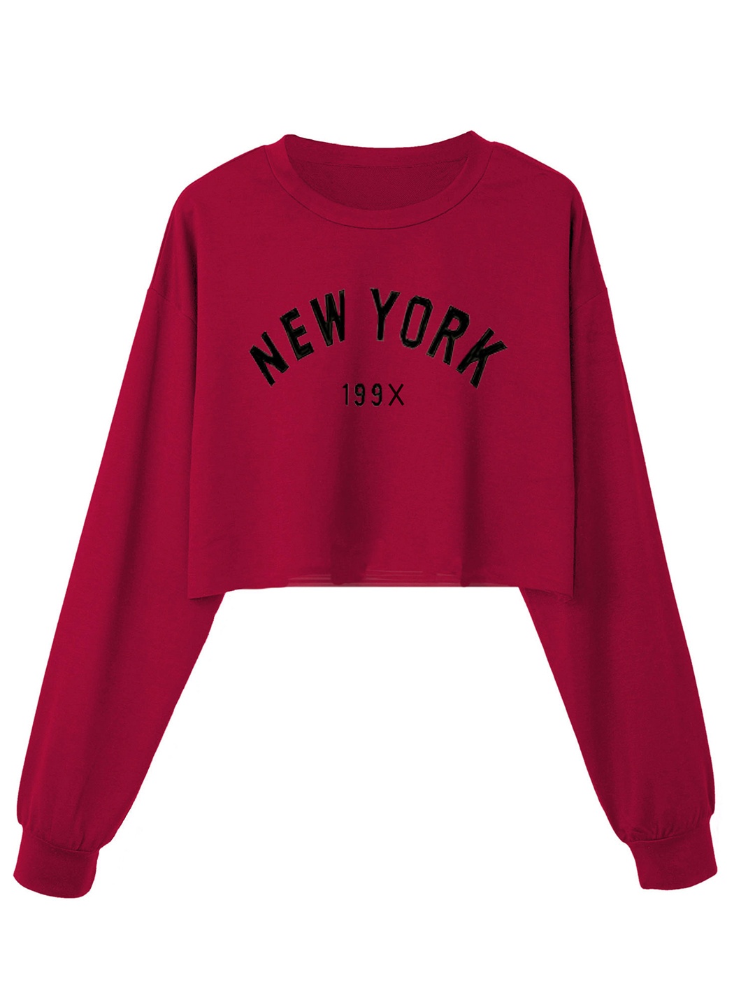 

URBANIC Women Burgundy Typography Print Crop Sweatshirt