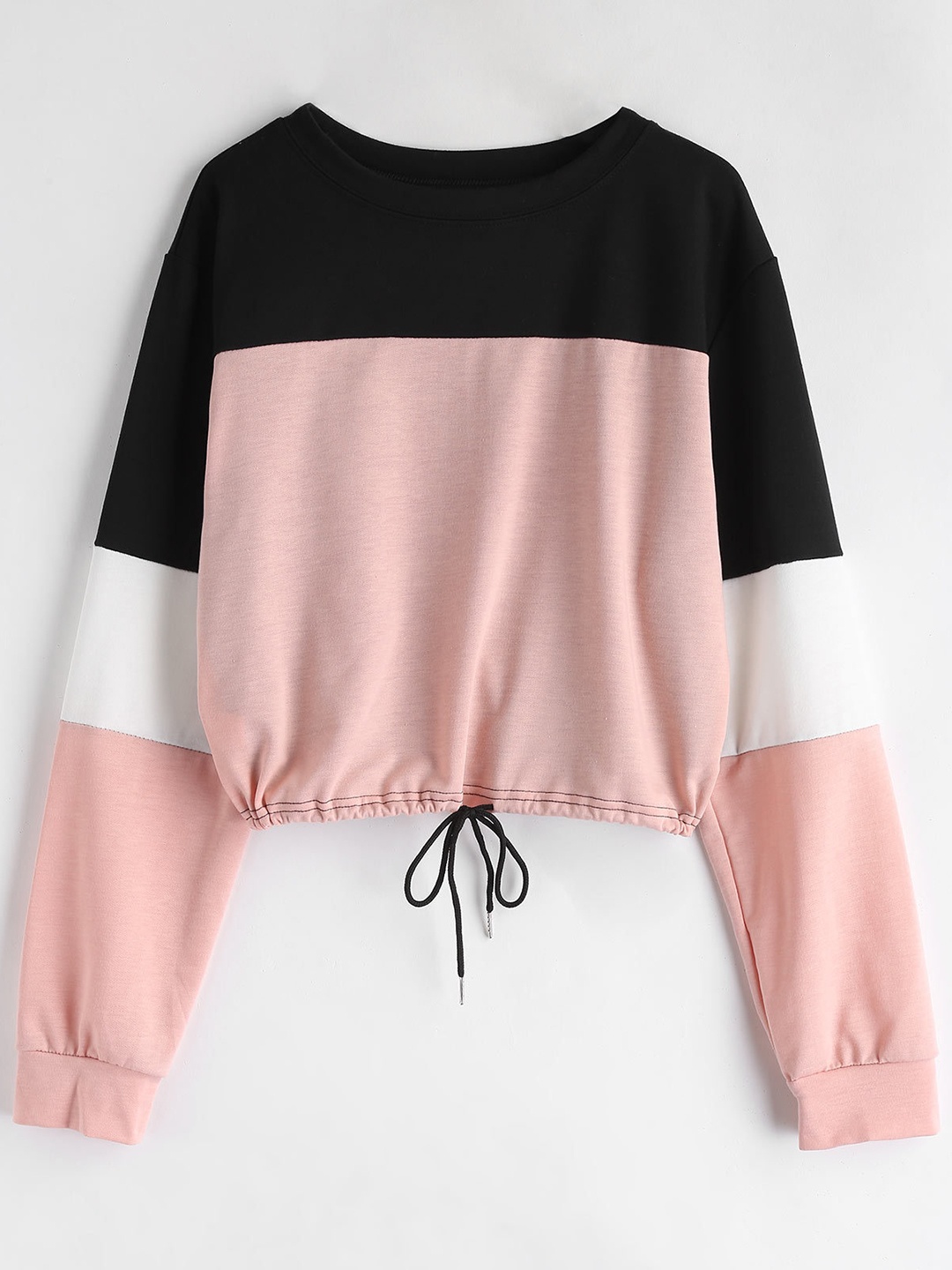 

URBANIC Women Pink & Black Colourblocked Sweatshirt