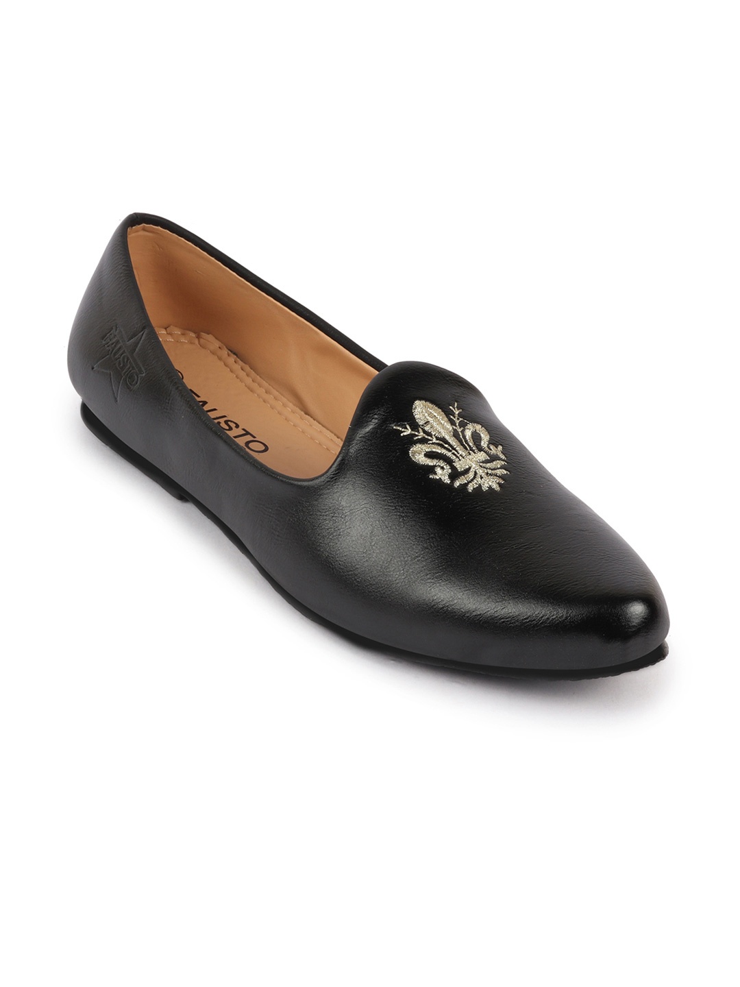 

FAUSTO Men Black Colourblocked PU Loafers