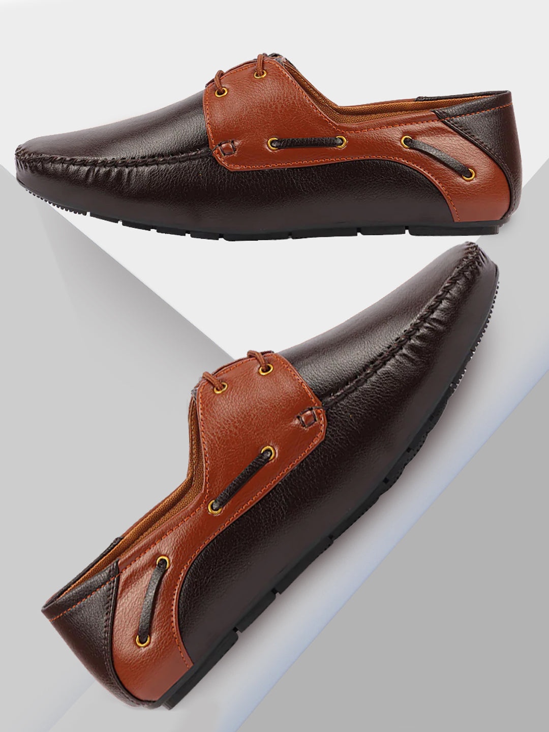 

FAUSTO Men Brown Colourblocked PU Slip-On Sneakers