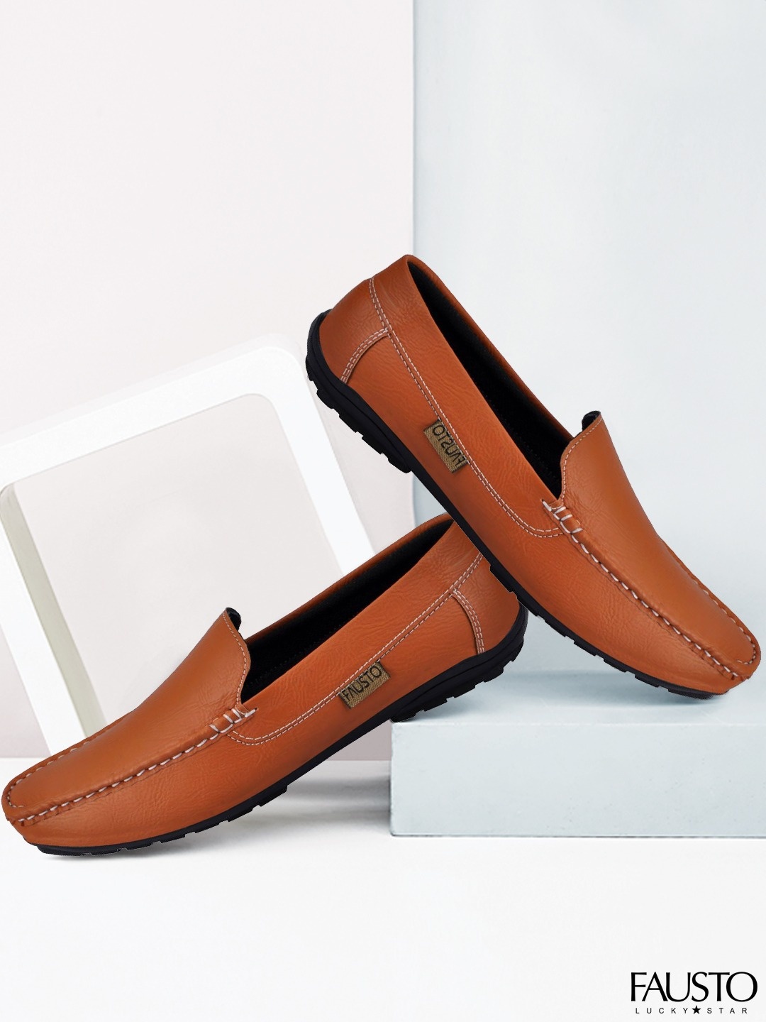 

FAUSTO Men Tan Slip On Loafers