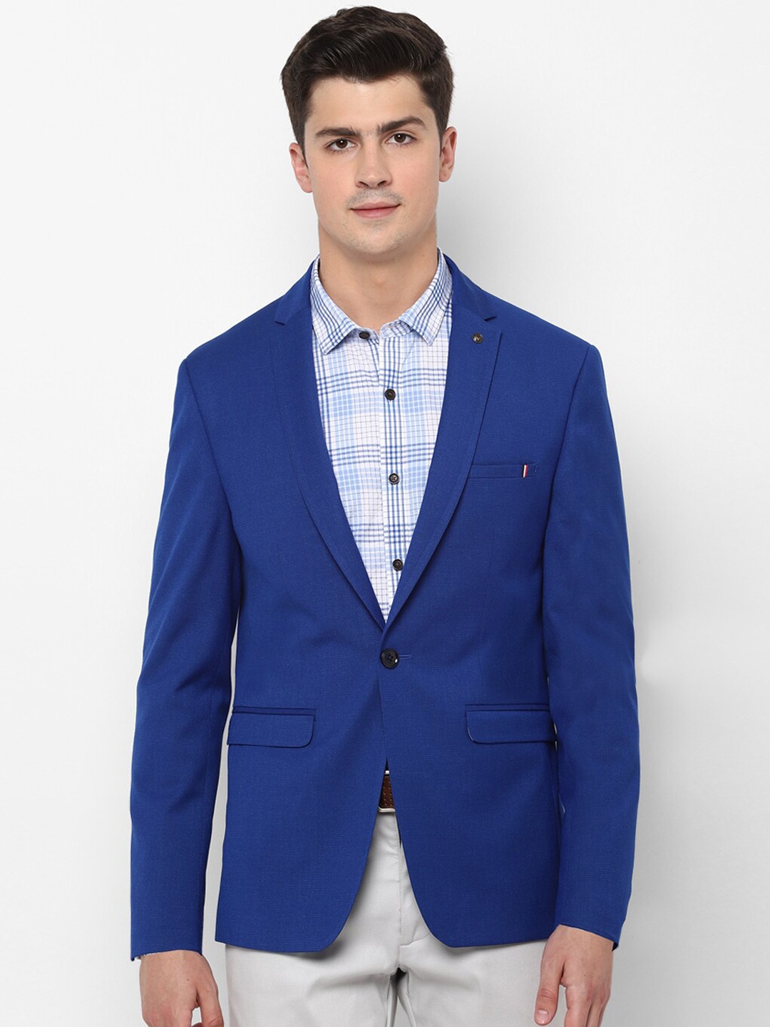 

Allen Solly Men Blue Solid Slim Fit Single Breasted Blazer