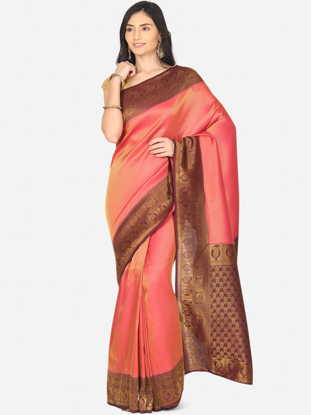 

BOMBAY SELECTIONS Pink Woven Designed Saree