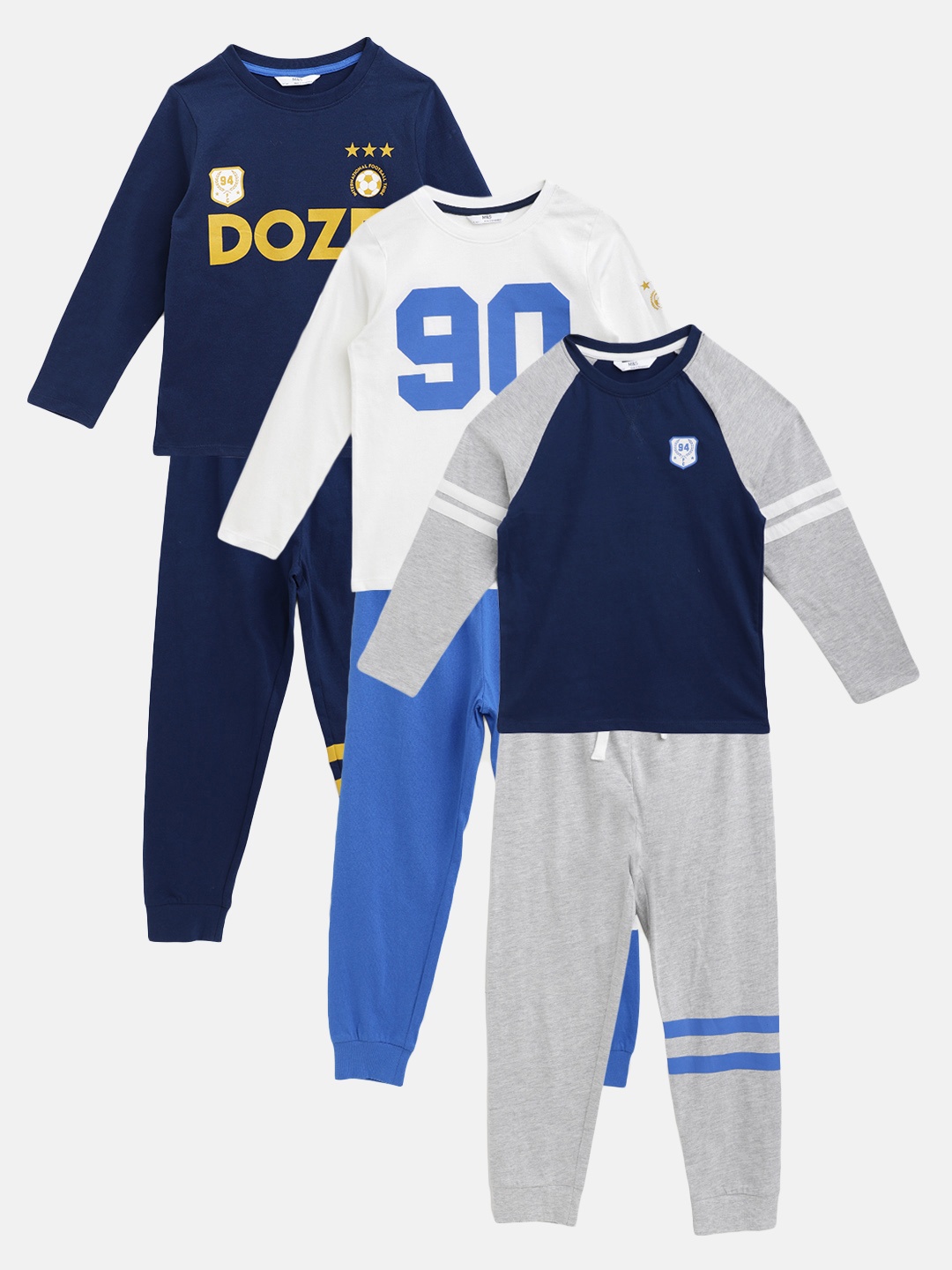 

Marks & Spencer Set of 3 Boys Typography Print Night Suits, Navy blue