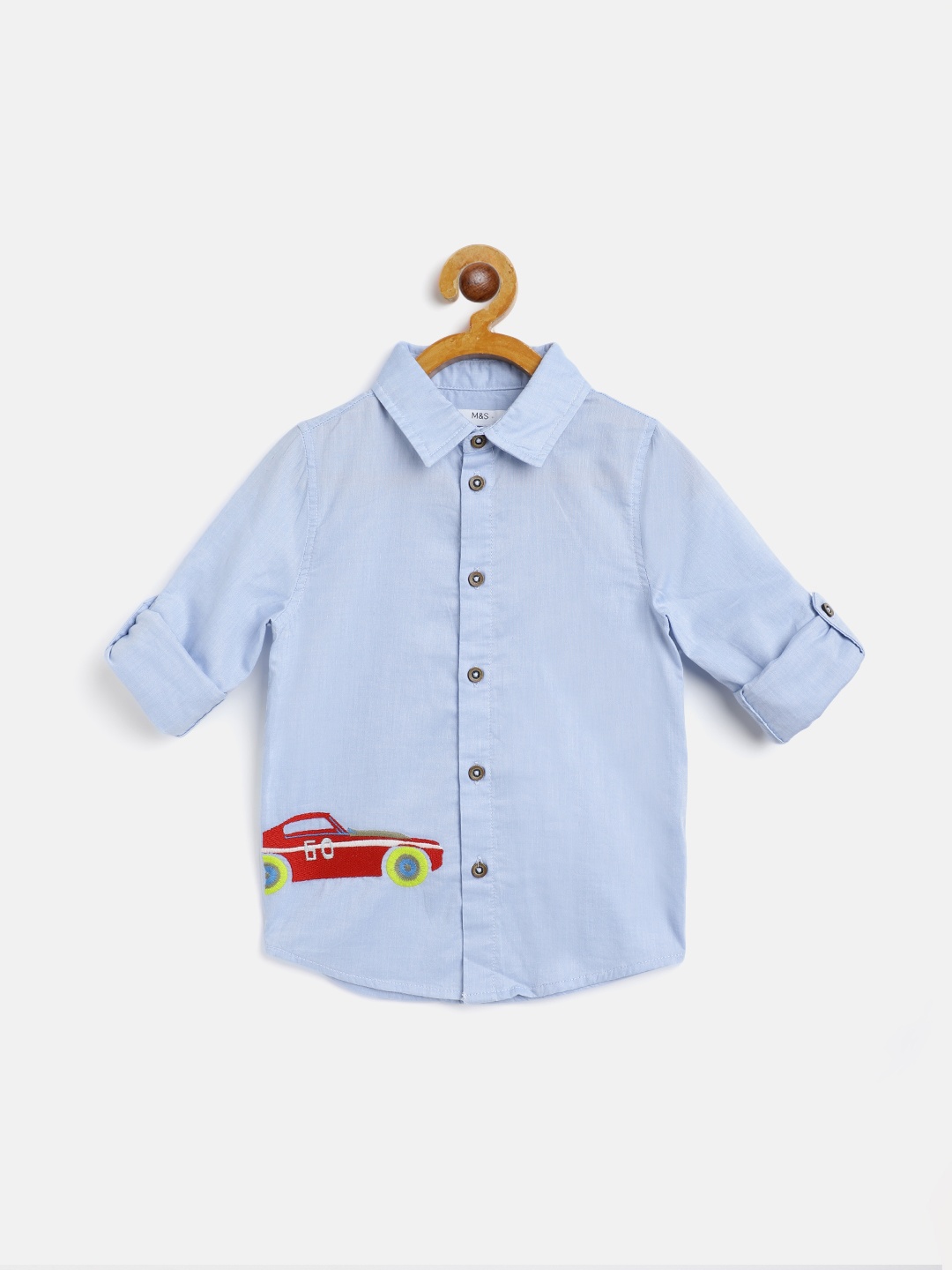 

Marks & Spencer Boys Blue Pure Cotton Embroidered Opaque Casual Shirt