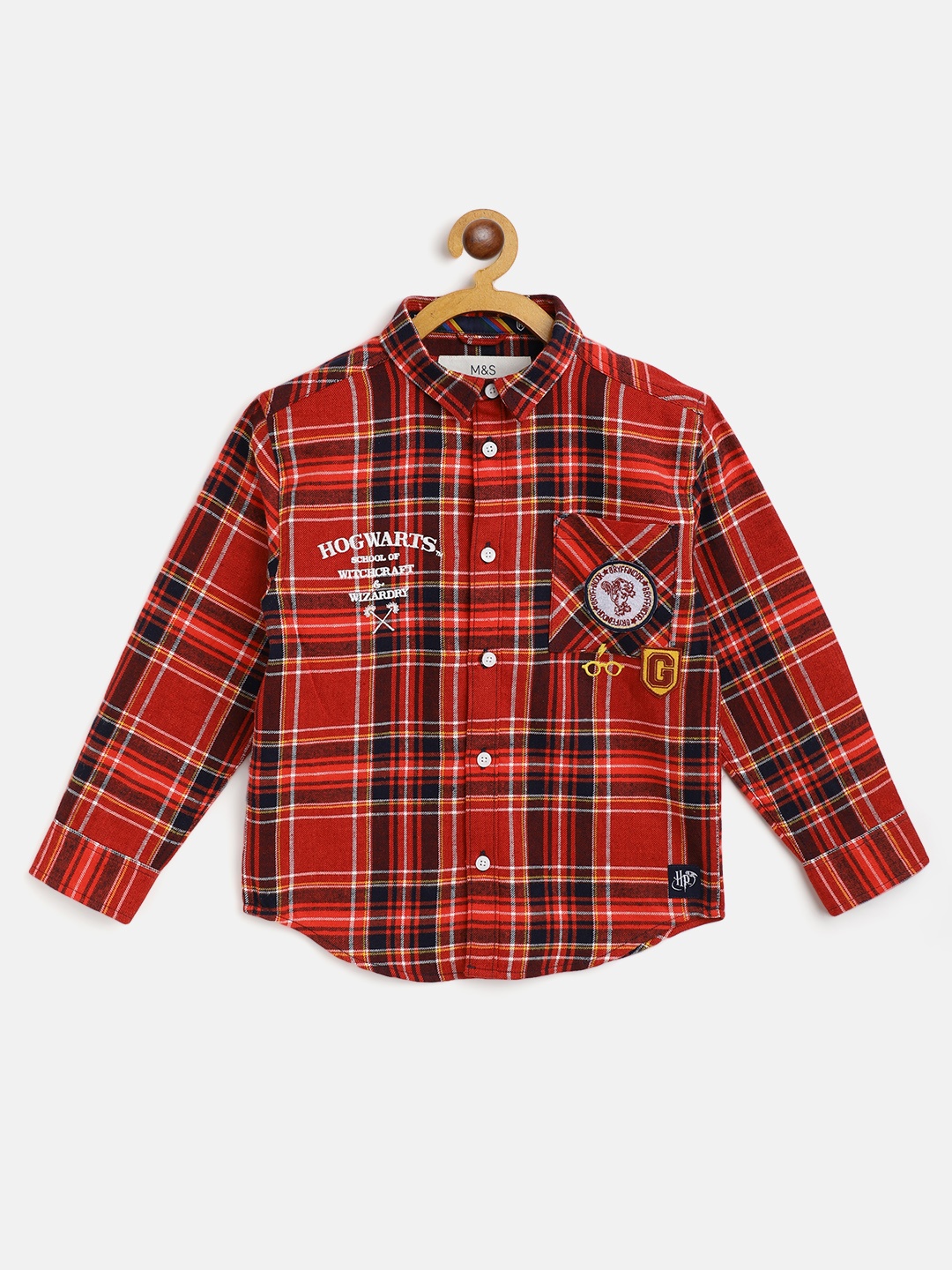 

Marks & Spencer Boys Red & White Harry Potter Checked Casual Cotton Shirt