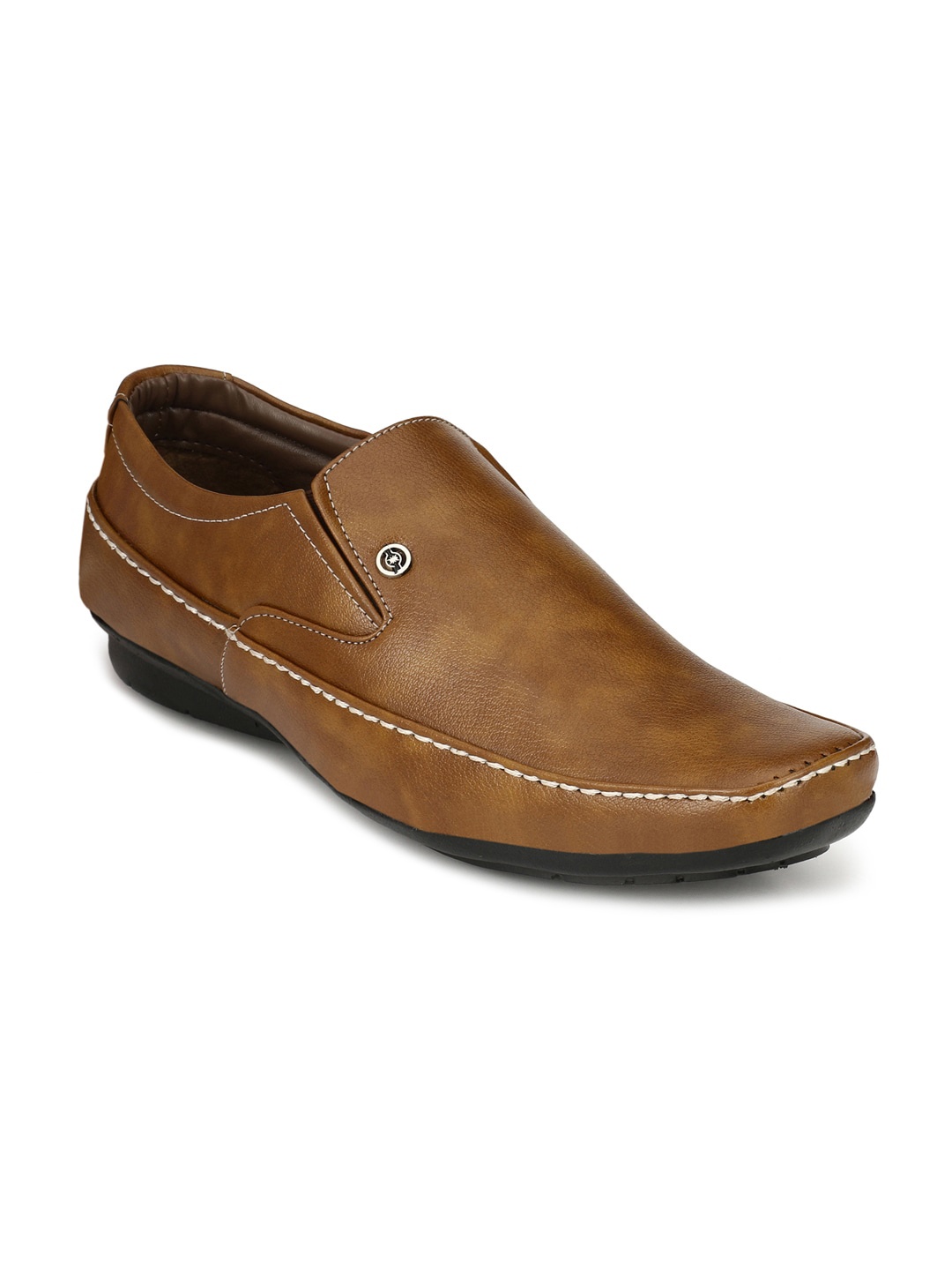 

RL Rocklin Men Tan Brown Textured Formal Slip-Ons