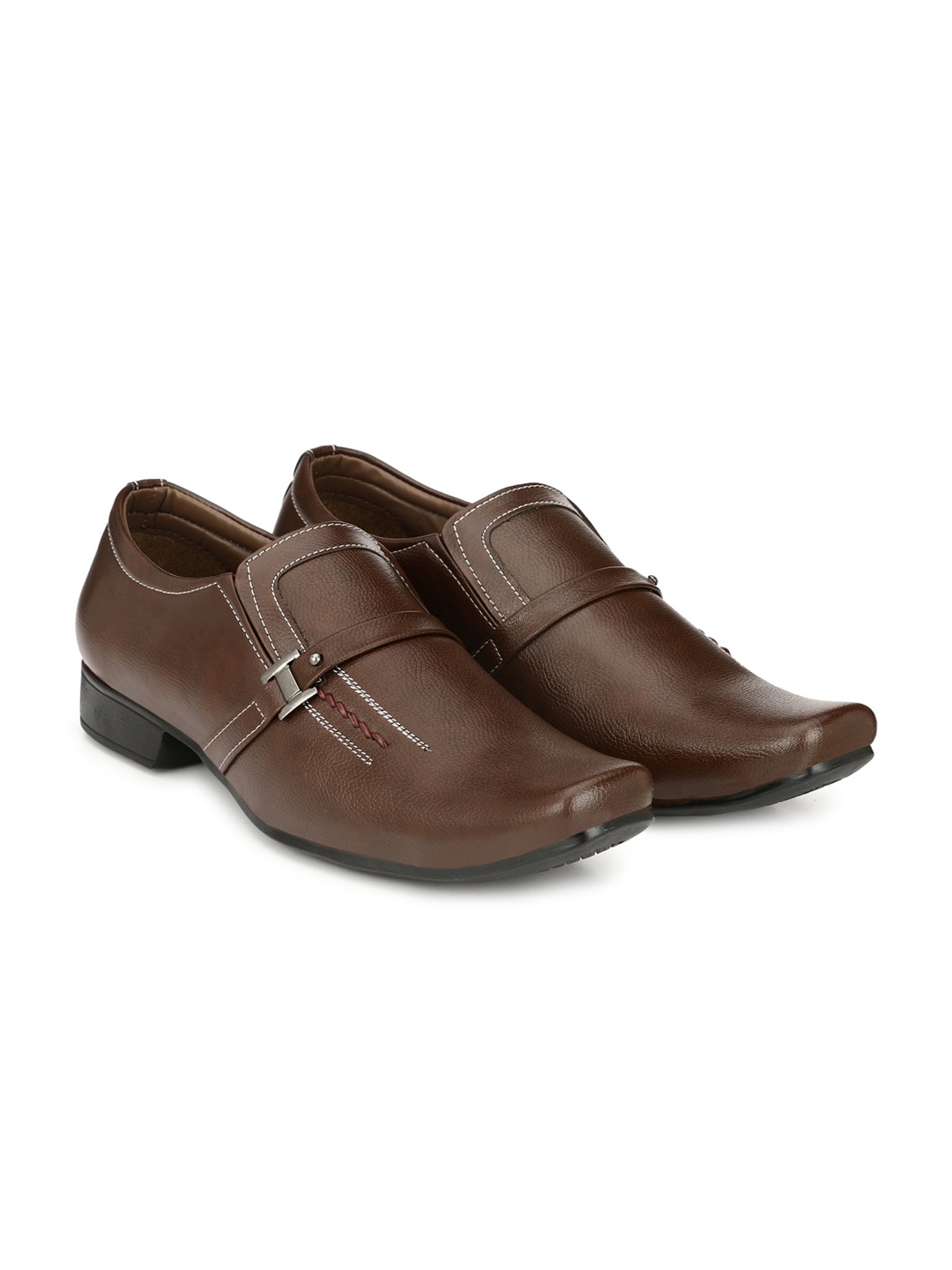 

RL Rocklin Men Men Brown Solid Formal Slip-On's