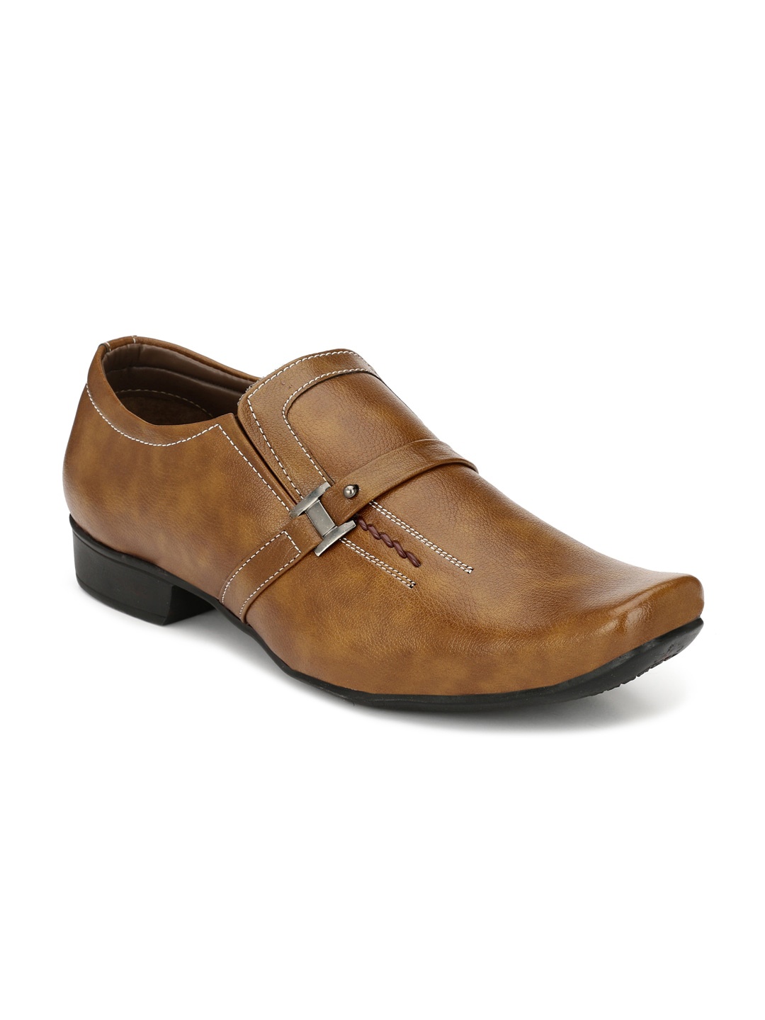 

RL Rocklin Men Tan Brown Textured Formal Slip-Ons