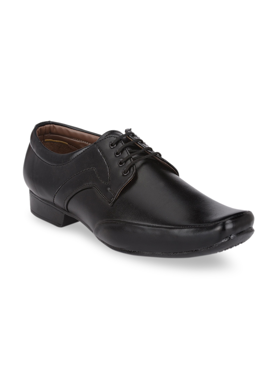 

RL Rocklin Men Men Black Solid Synthetic Leather Formal Derbys