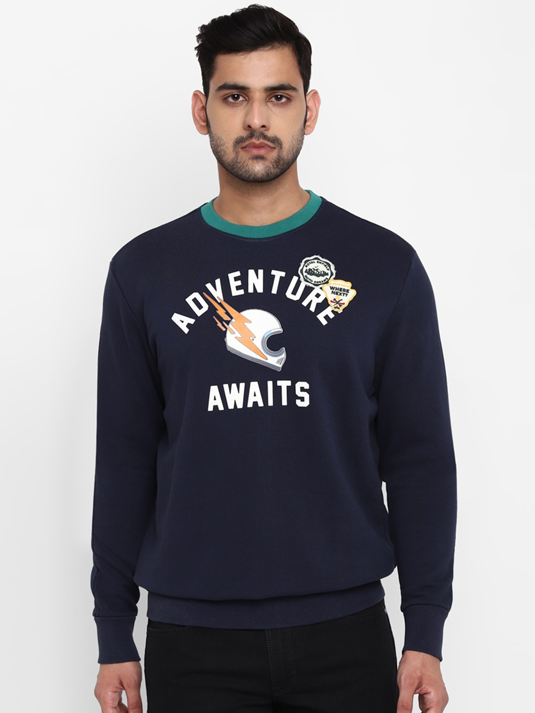 

Royal Enfield Men Navy Blue Cotton Printed Sweatshirt