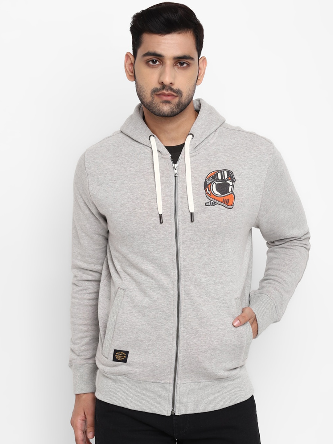 

Royal Enfield Men Grey Hooded Sweatshirt