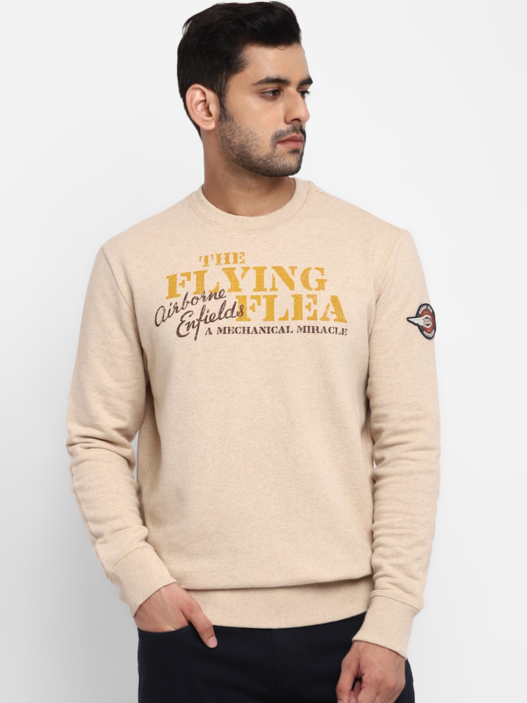 

Royal Enfield Men Beige Printed Sweatshirt