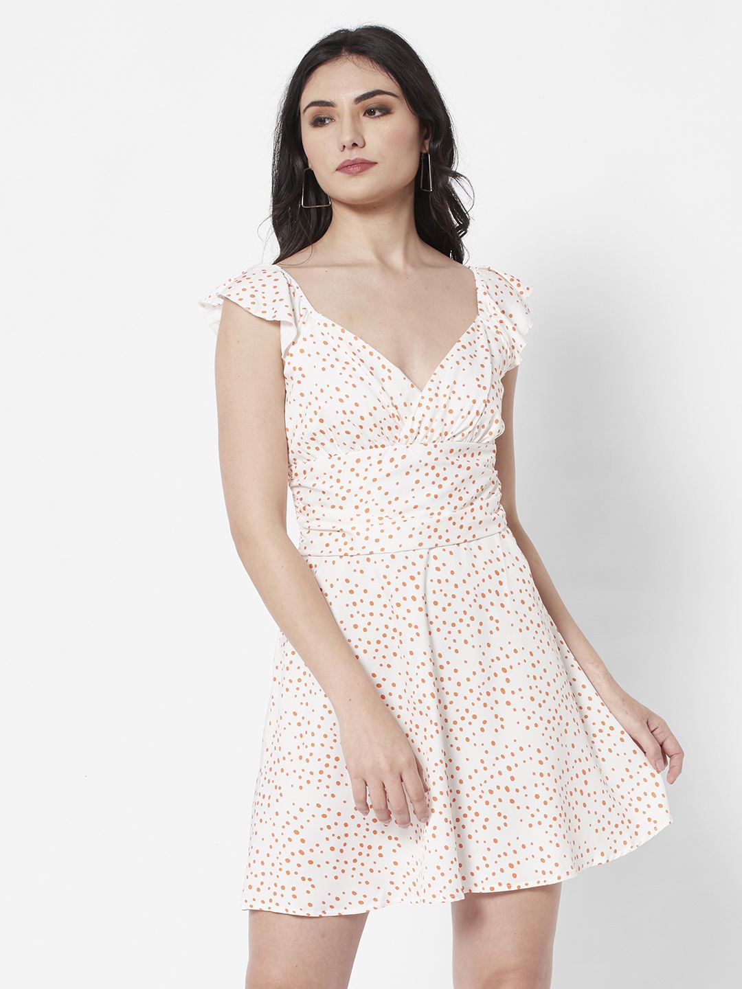 

URBANIC Orange & White A-Line Dress