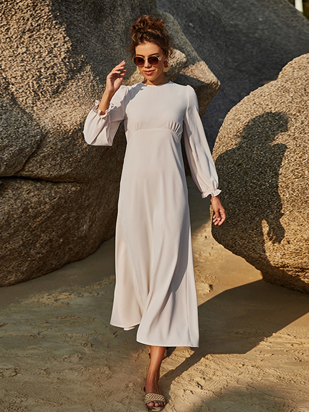 

URBANIC Grey Solid Maxi Dress