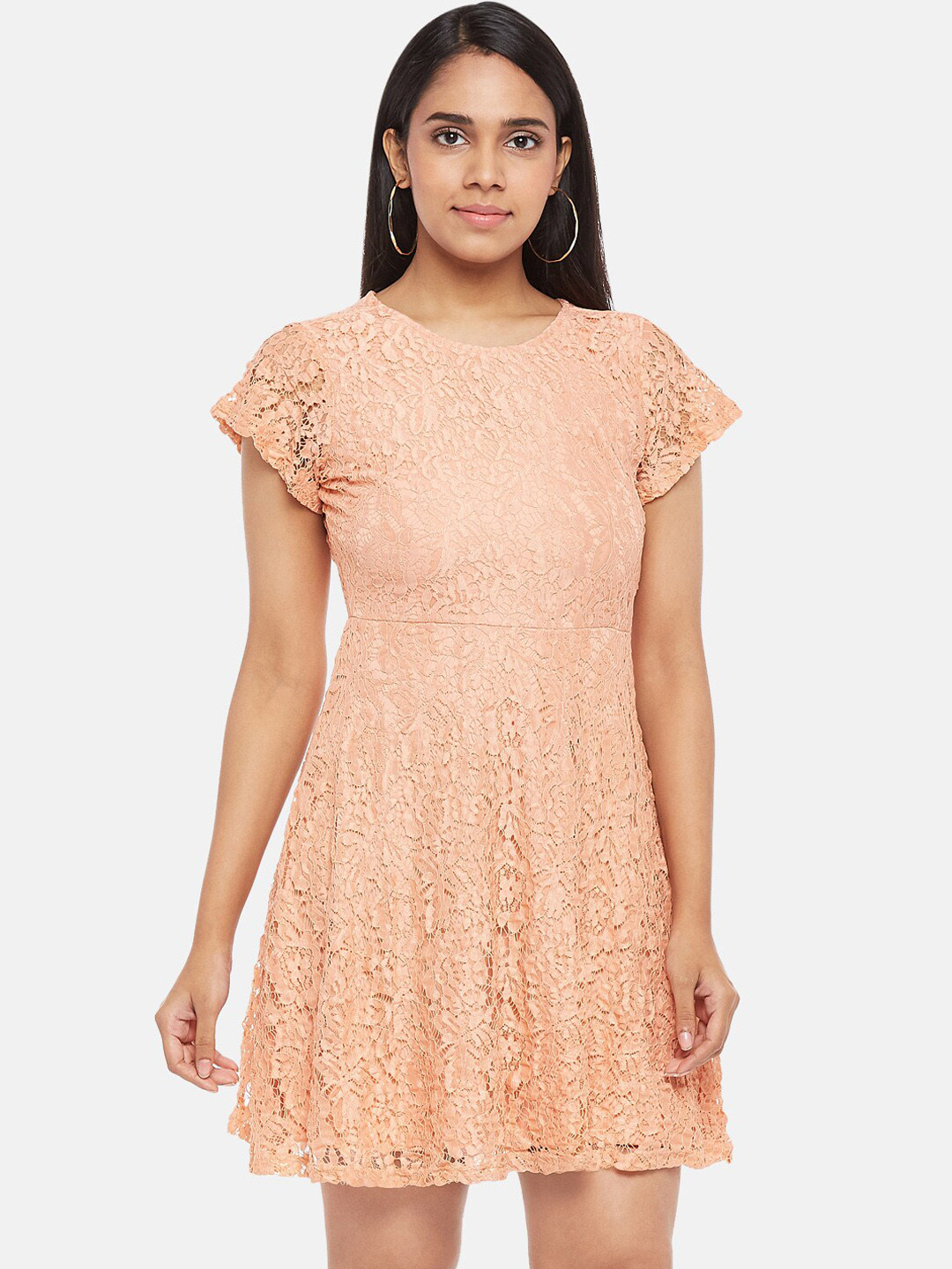 

Honey by Pantaloons Coral Self Design Dress