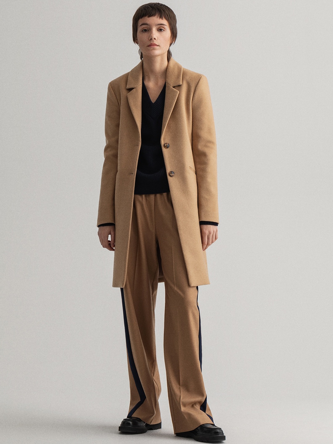 

GANT Women Khaki-Coloured Solid Overcoat