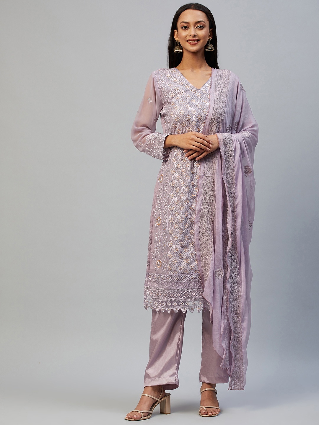 

Readiprint Fashions Violet & Mauve Embroidered Unstitched Dress Material