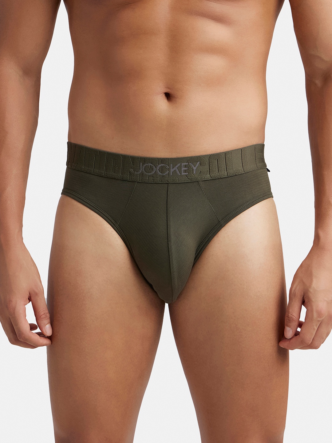 

Jockey Supima Cotton Stretch Solid Brief with Ultrasoft Waistband-IC31, Olive