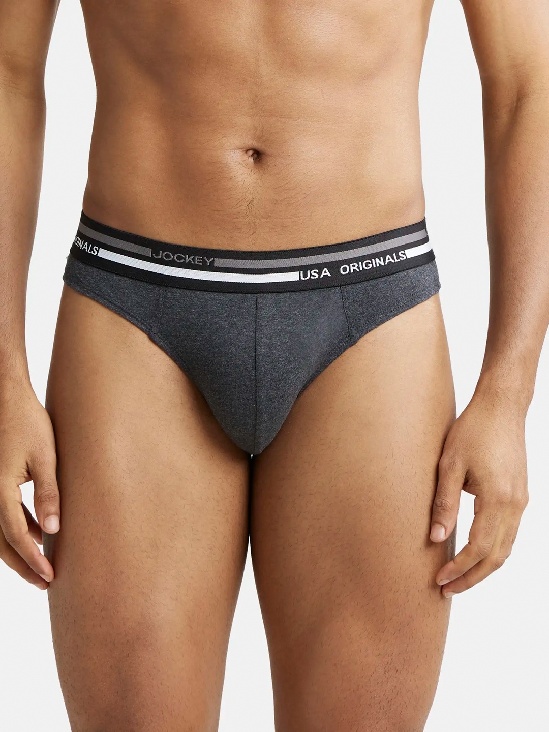 

Jockey Combed Cotton Brief with Ultrasoft Waistband-US49, Grey melange
