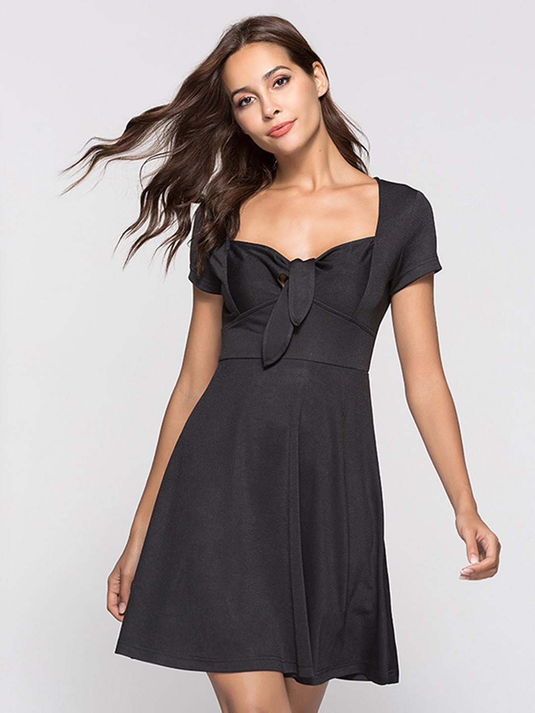 

URBANIC Black Solid A-Line Dress