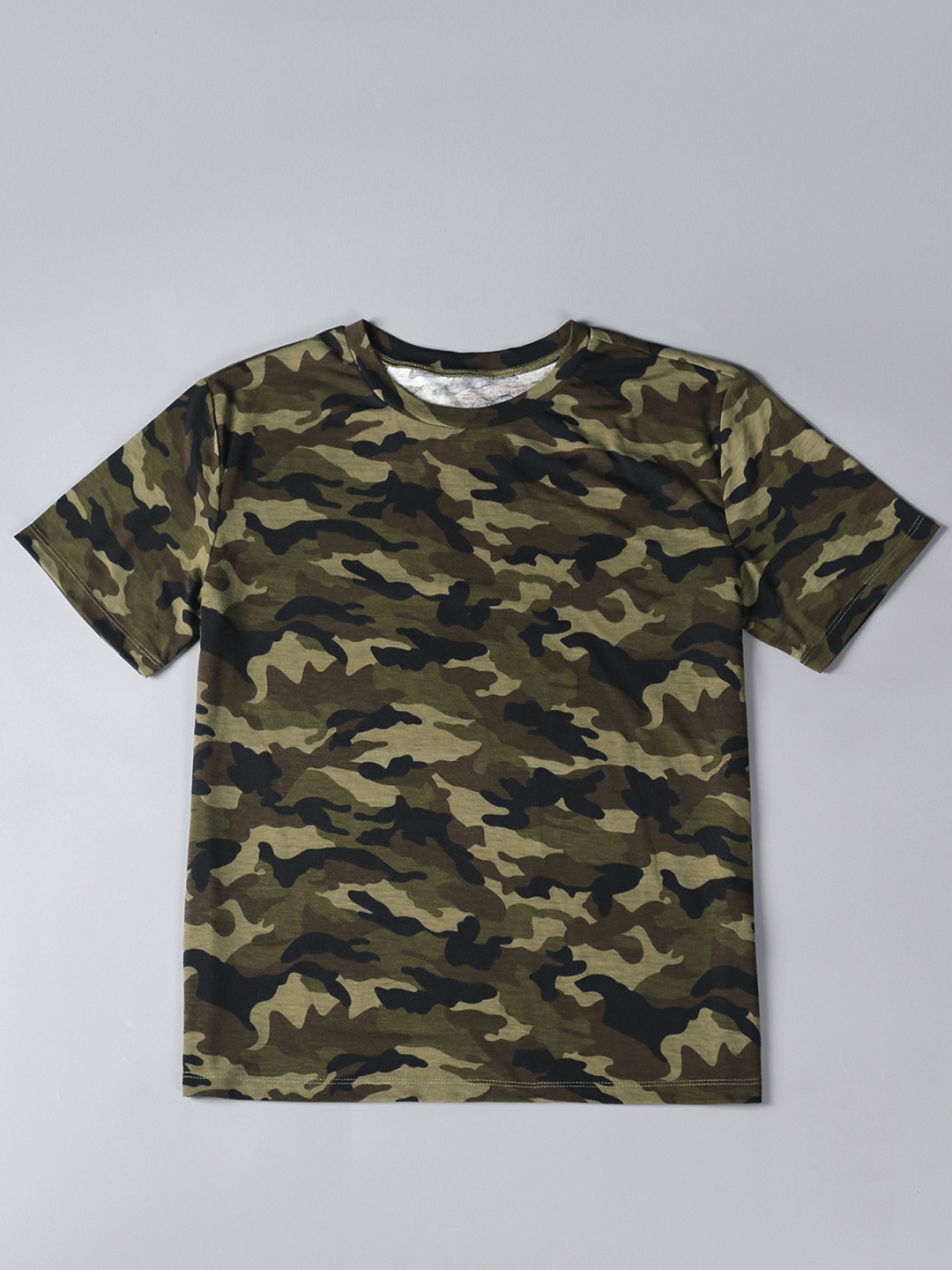 

URBANIC Women Olive Green & Black Camouflage Print T-shirt