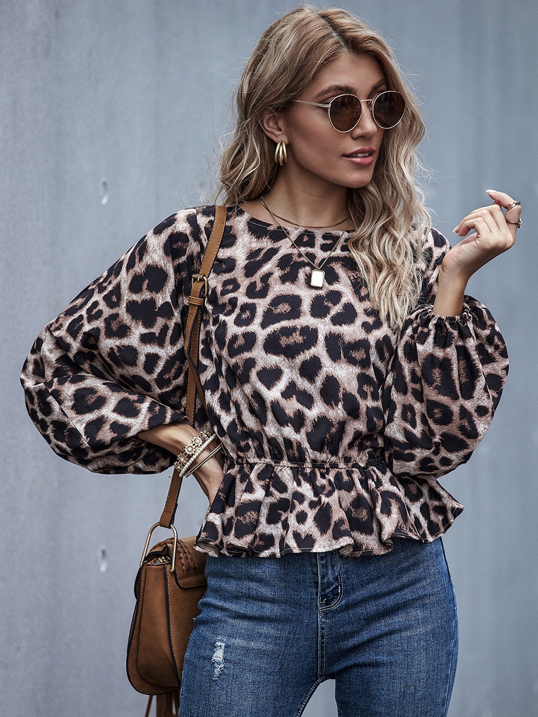 

URBANIC Brown Animal Regular Top