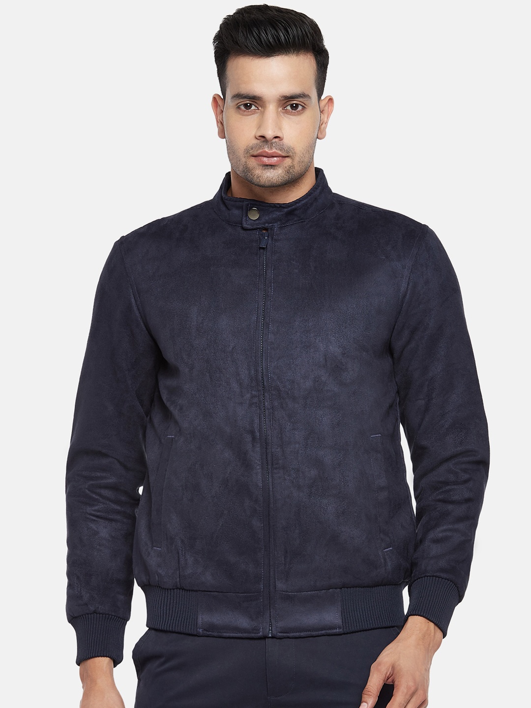 

BYFORD by Pantaloons Men Navy Blue Camouflage Bomber Jacket