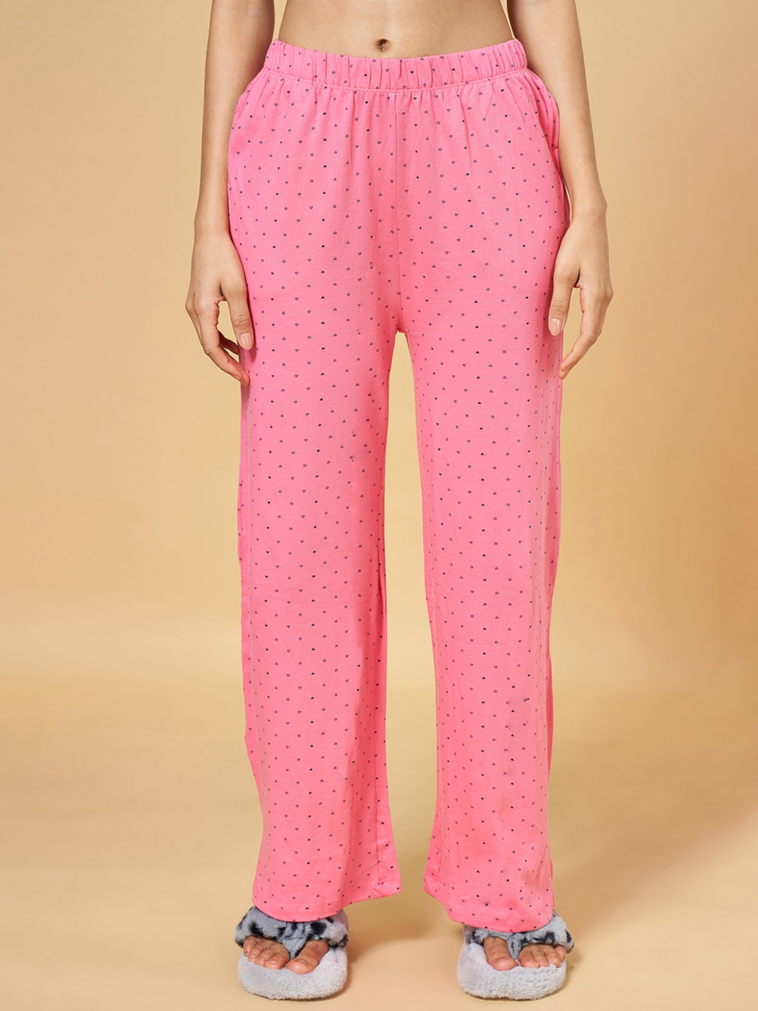 

People Women Pink & Black Printed Lounge Pants