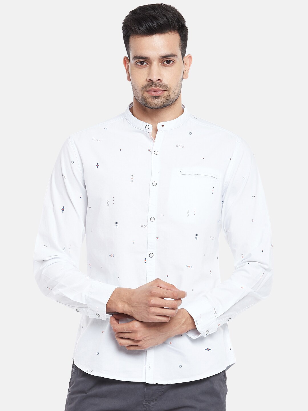 

Urban Ranger by pantaloons Men White Slim Fit Opaque Printed Casual Shirt