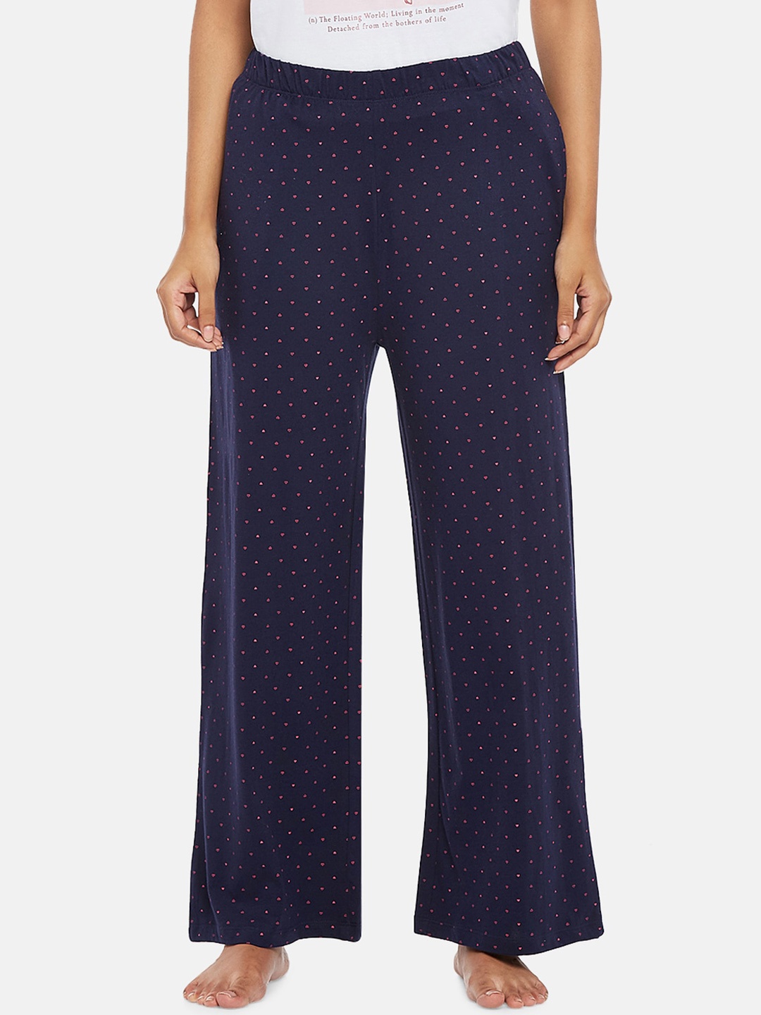 

People Women Printed Pure Cotton Lounge Pants, Navy blue