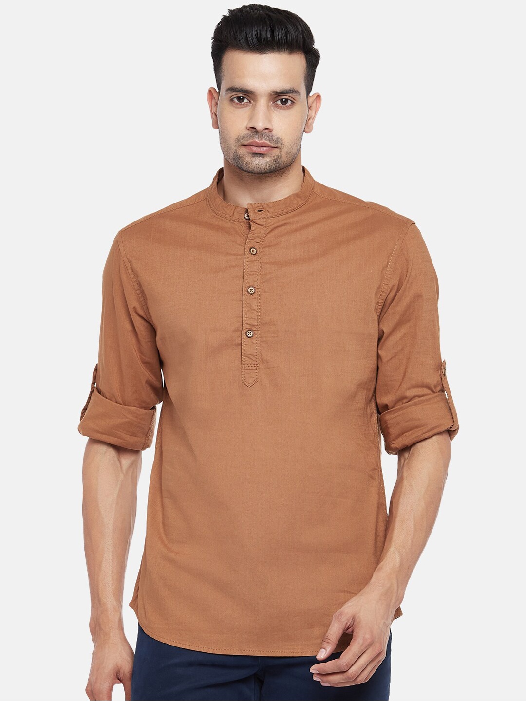 

Urban Ranger by pantaloons Men Bronze-Toned Opaque Pure Cotton Casual Shirt