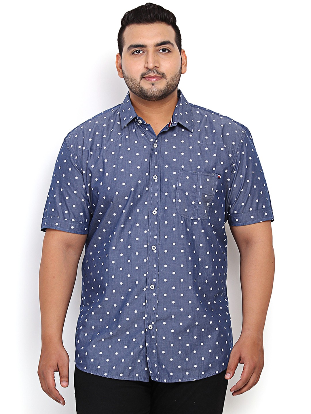 

John Pride Plus Size Men Blue Regular Fit Printed Casual Shirt