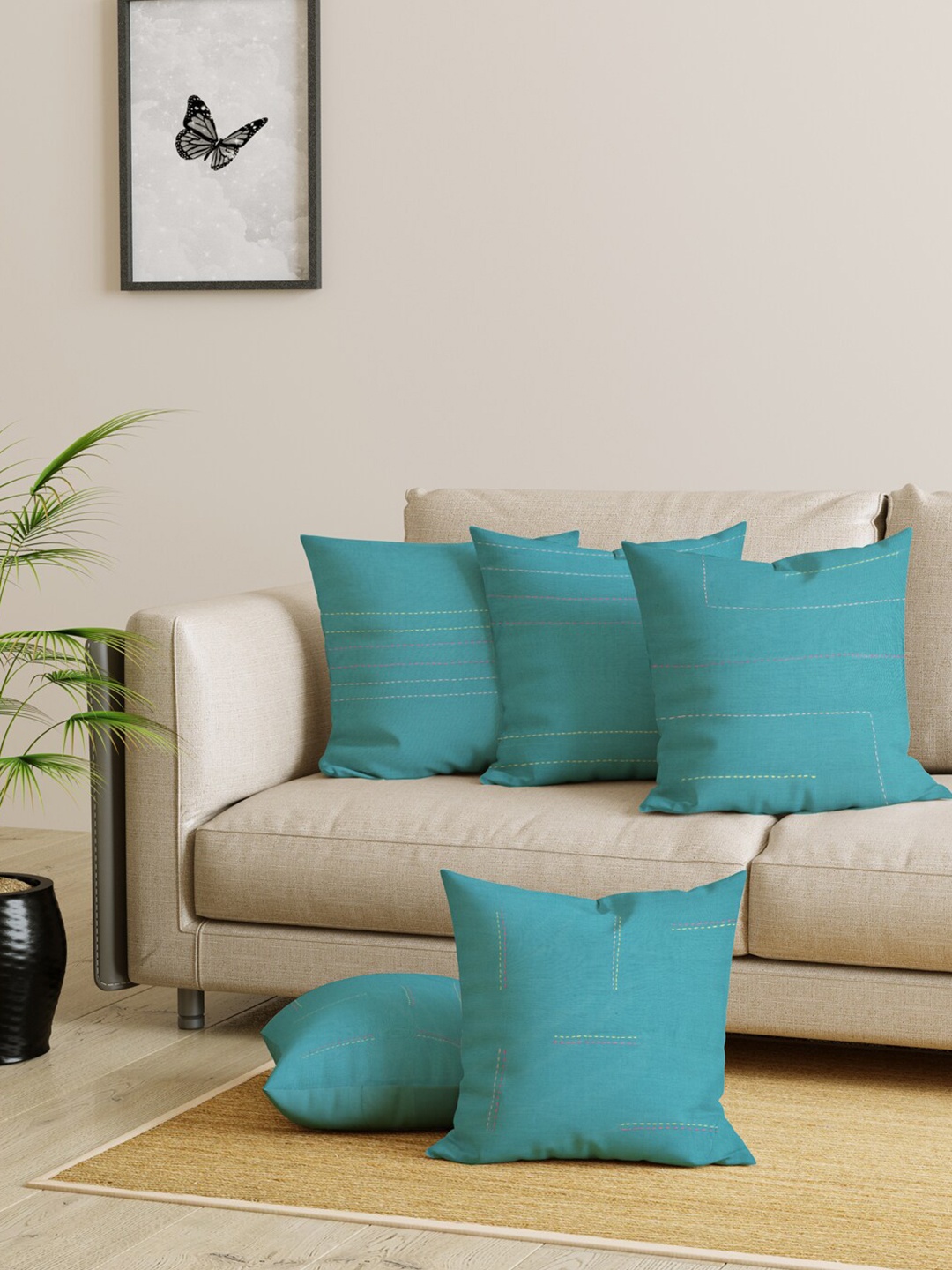 

EverHOME Turquoise Blue 5 Pieces Square Cushion Covers