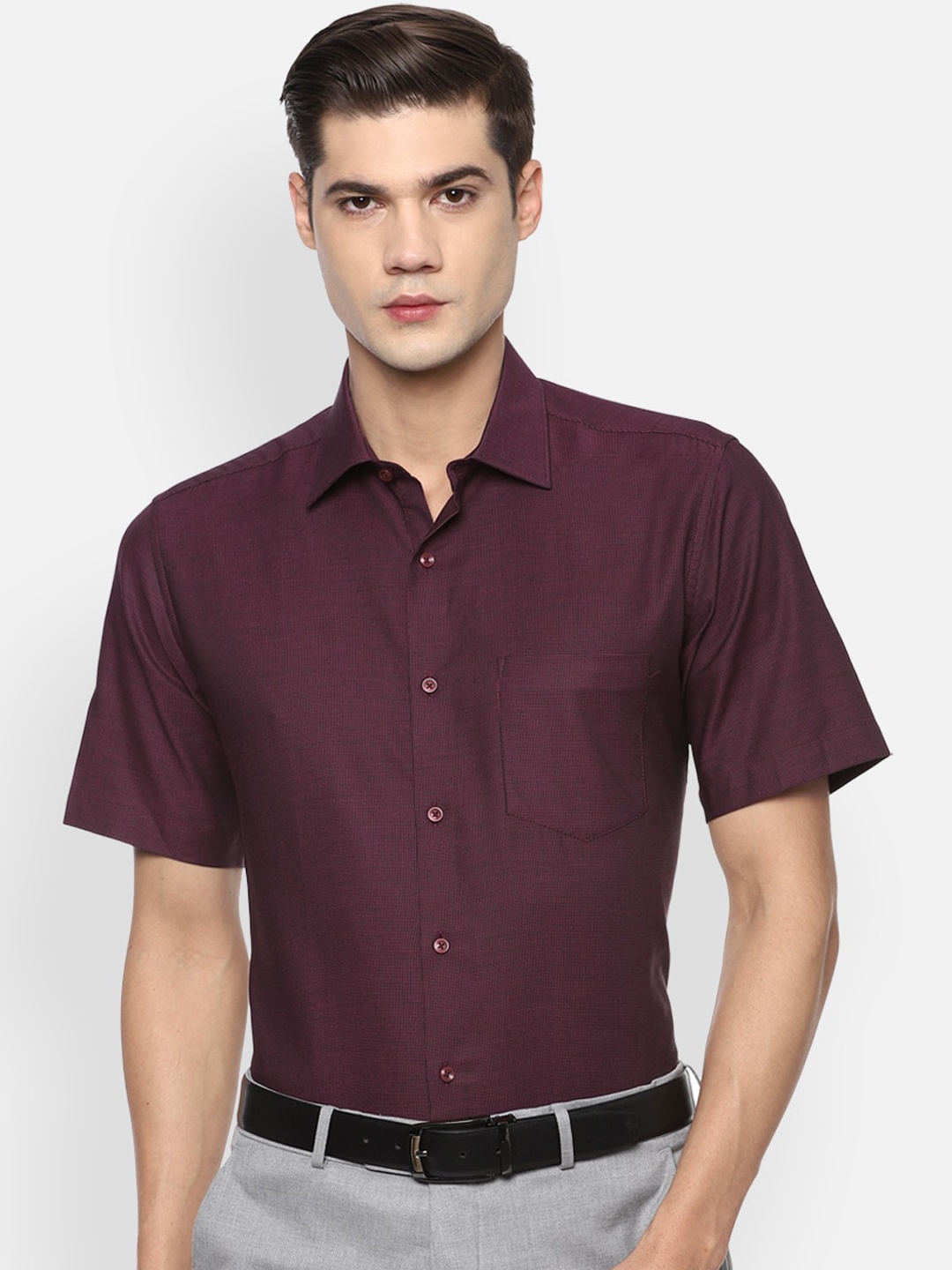 

Van Heusen Men Maroon Opaque Formal Shirt