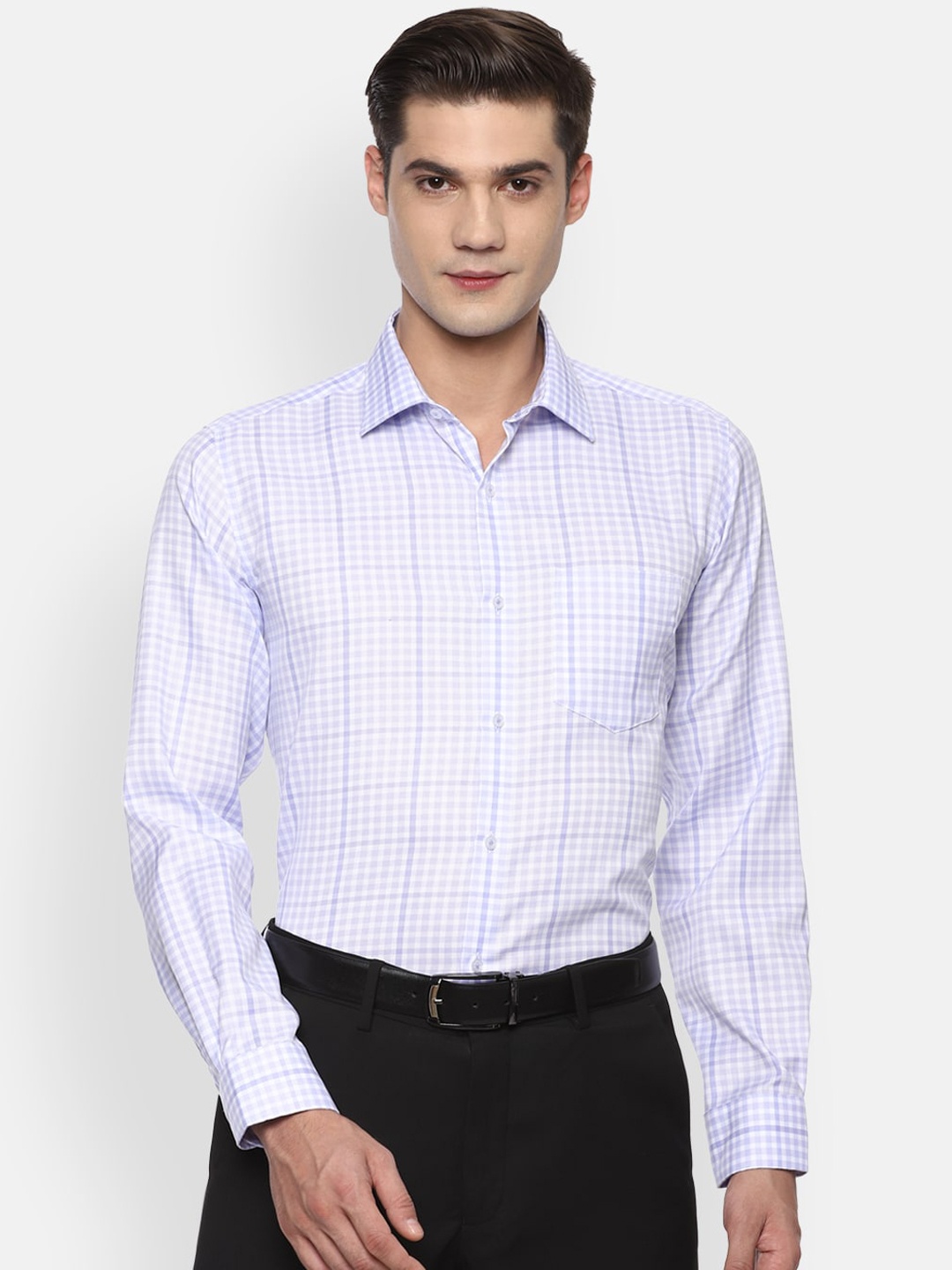 

Van Heusen Men White Opaque Checked Formal Shirt