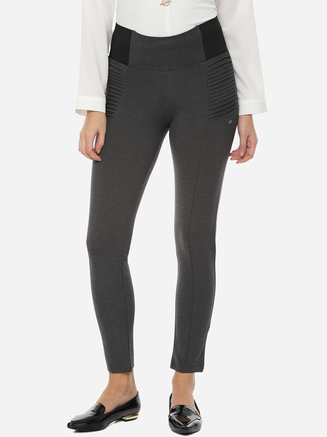 

Allen Solly Woman Women Grey Solid Trousers