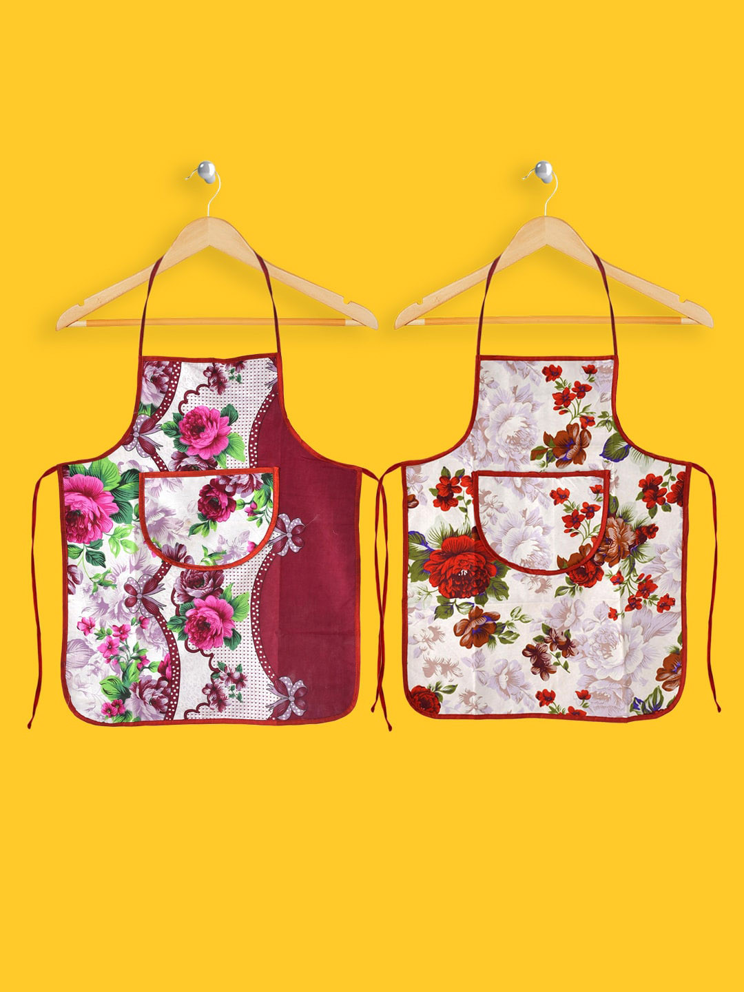 

Kuber Industries Pack Of 2 Printed Aprons, Pink