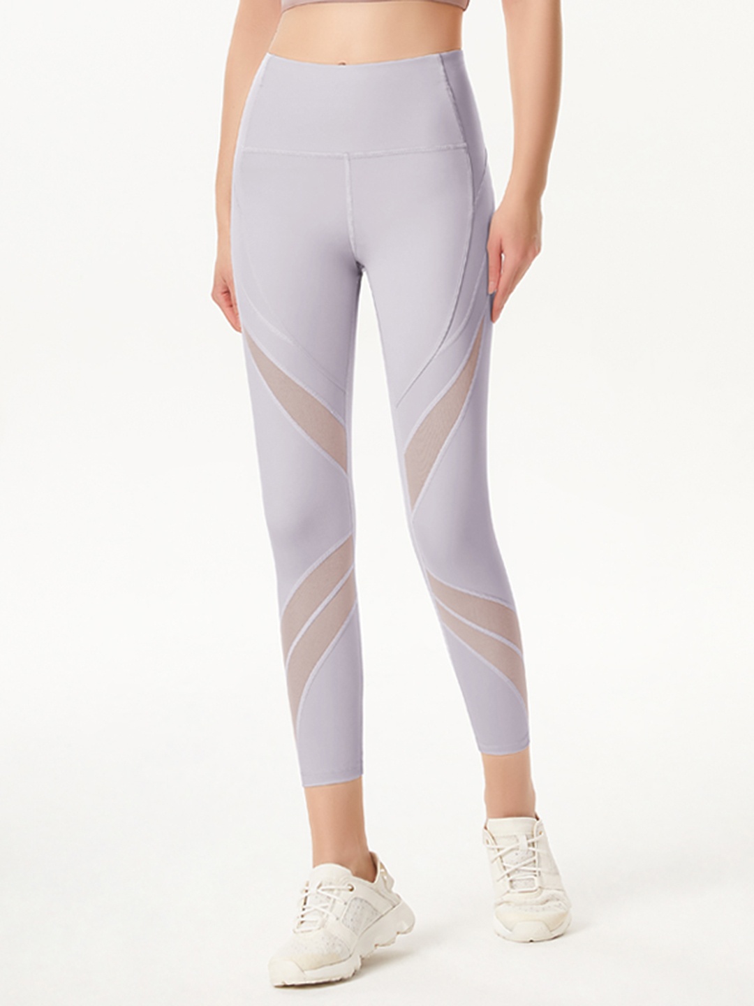 

URBANIC Women Lavender Solid Cropped Mesh Gym Tights