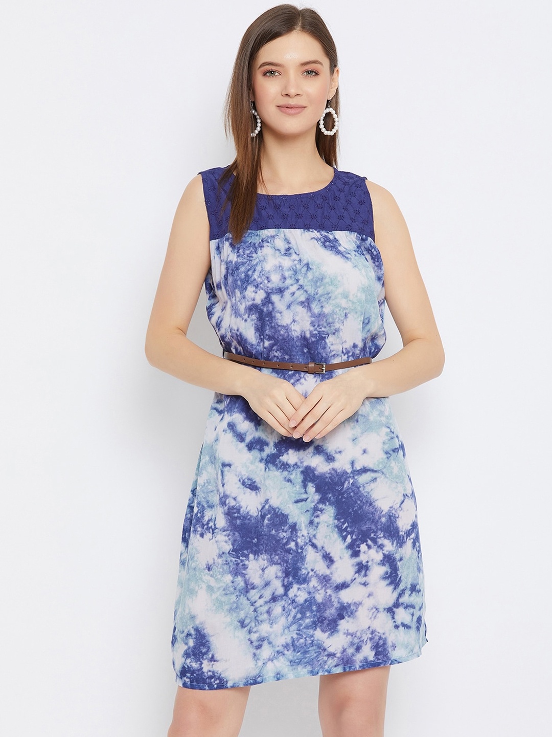 

Bitterlime Blue Tie and Dye Dyed Sheath Dress