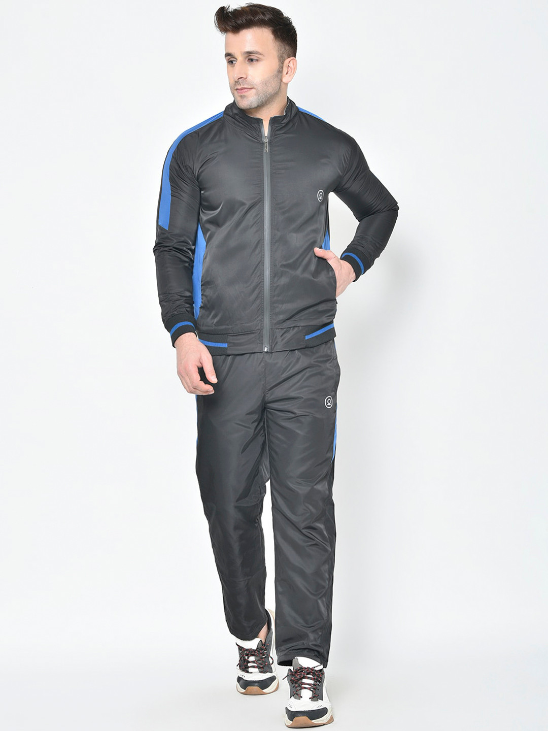 

Chkokko Men Black Solid Comfort-Fit Sports Tracksuit