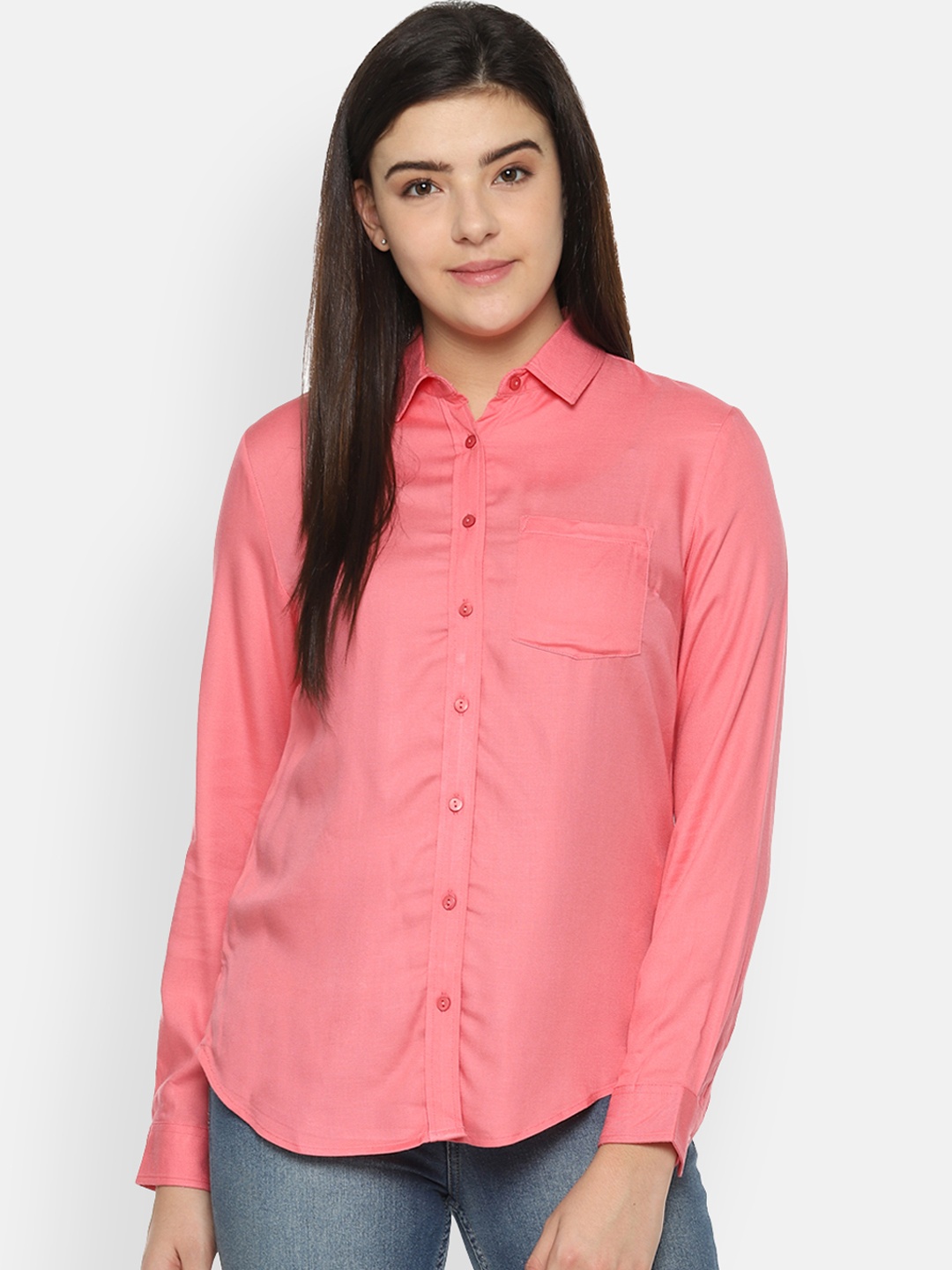 

Allen Solly Woman Women Peach-Coloured Opaque Casual Shirt
