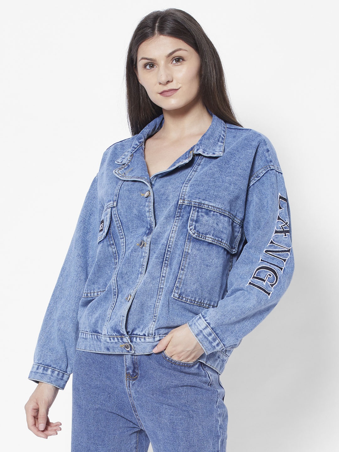 

URBANIC Women Blue Cotton Oversized Denim Jacket