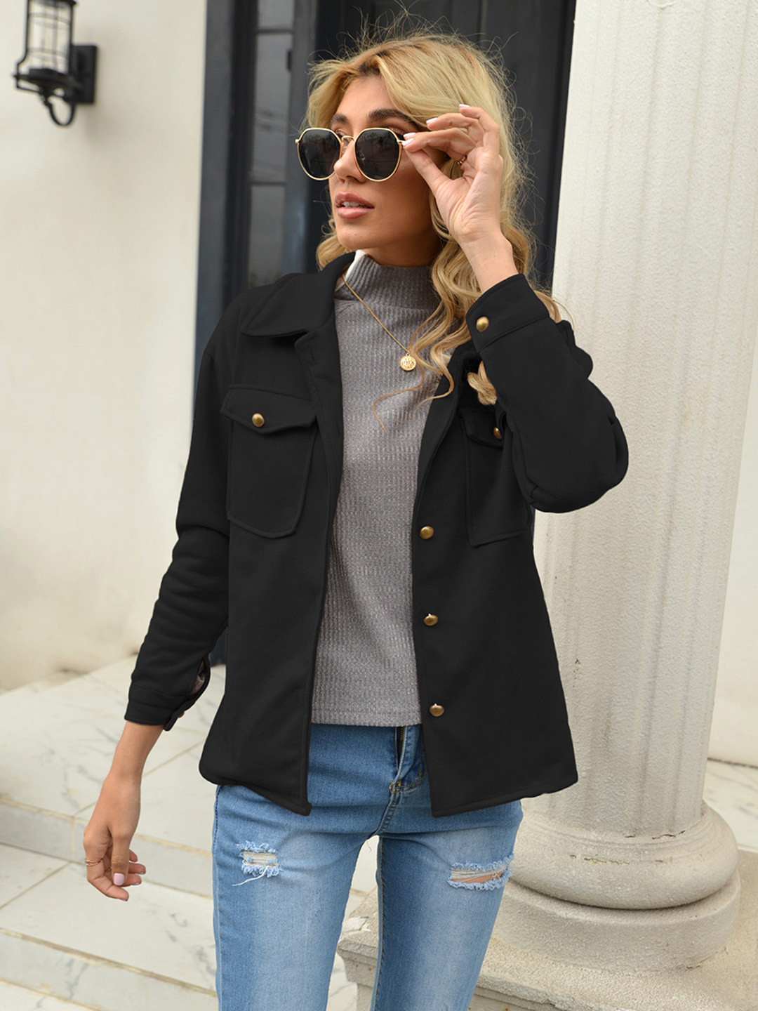

URBANIC Women Black Solid Tailored Jacket
