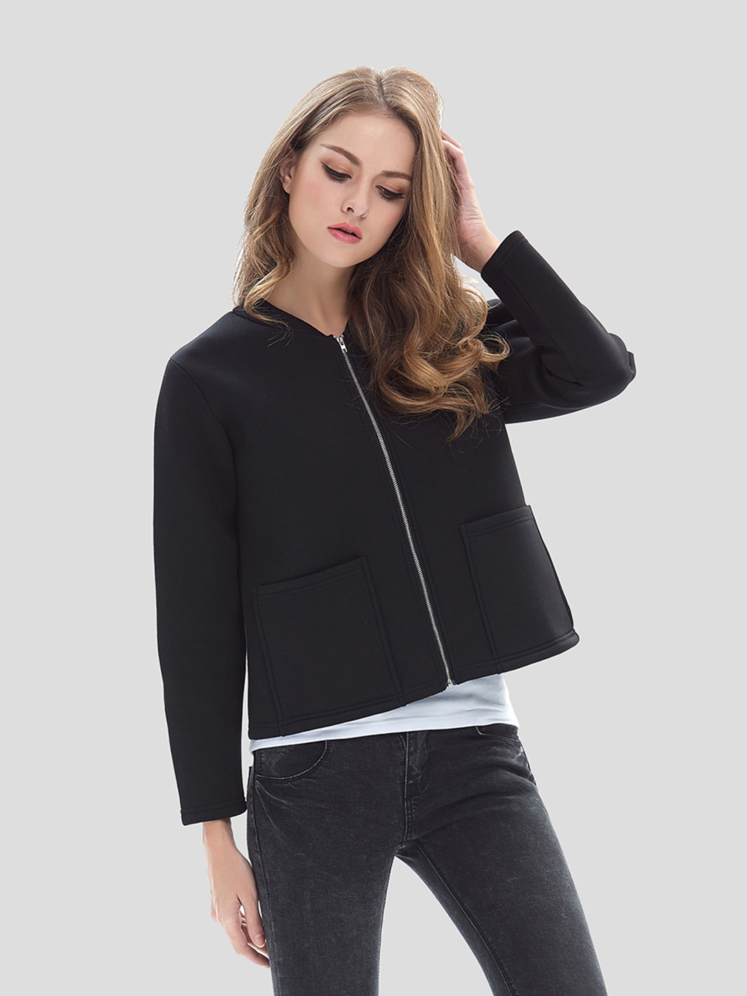 

URBANIC Women Black Solid Tailored Jacket