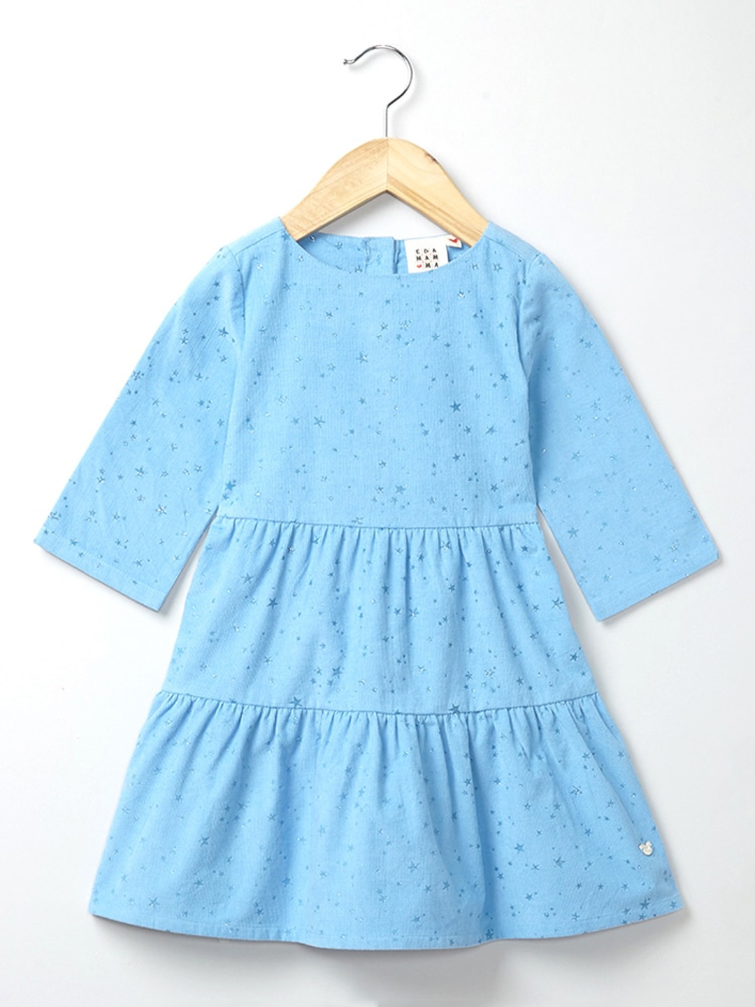 

Ed-a-Mamma Girls Blue Corduroy Printed Dress