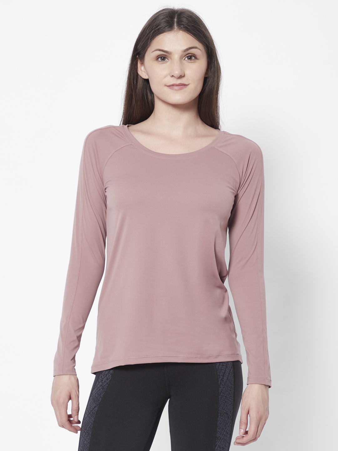 

URBANIC Women Dusty Pink Solid T-shirt, Rose