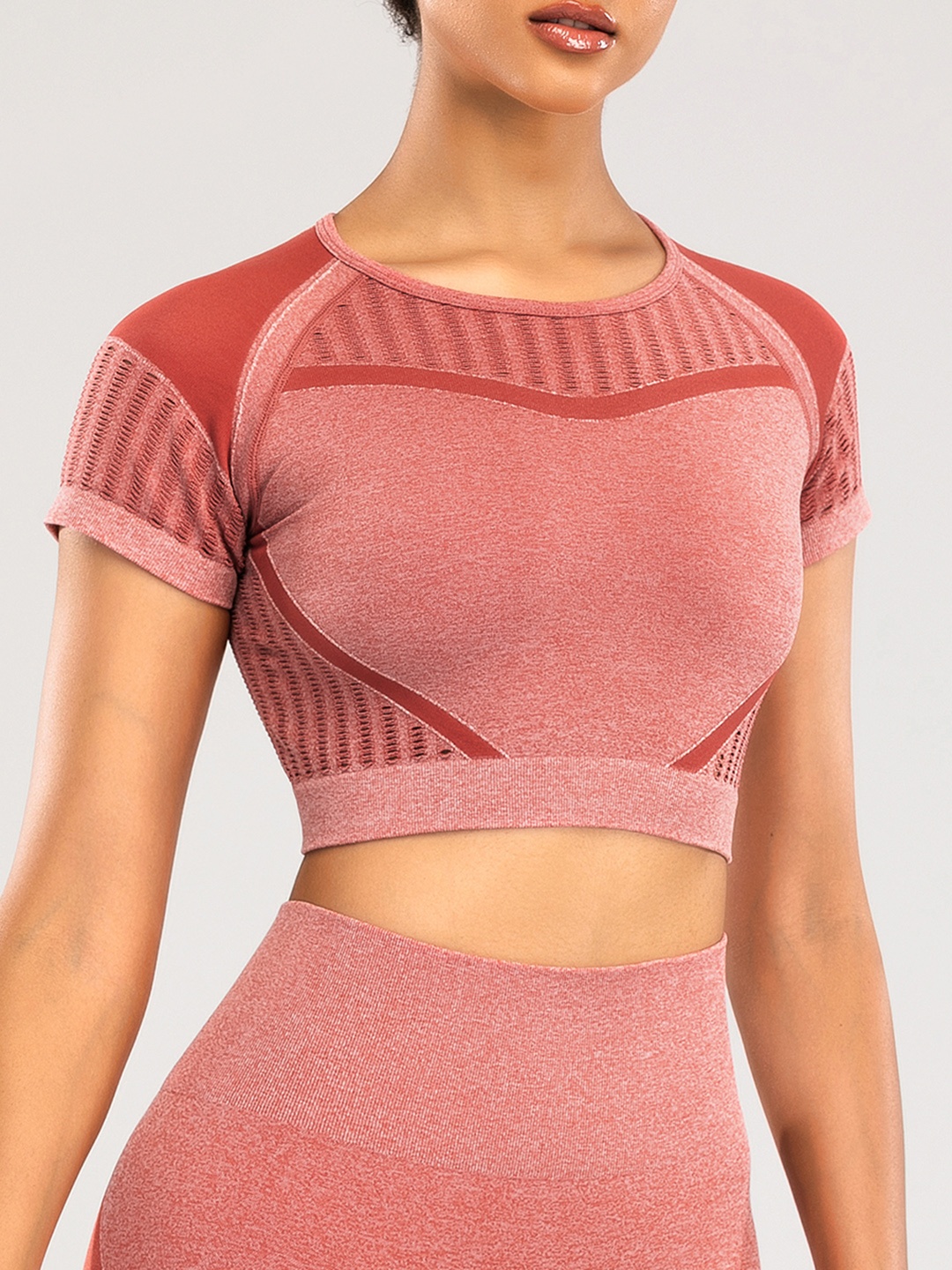 

URBANIC Women Red Colourblocked Slim Fit T-shirt